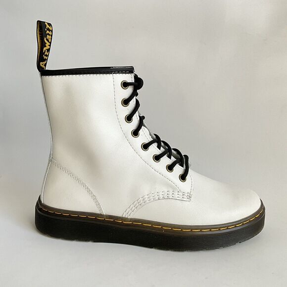 Dr. Martens Leather Zavala Ankle Combat Boots White 9 - Picture 2 of 12